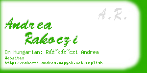 andrea rakoczi business card